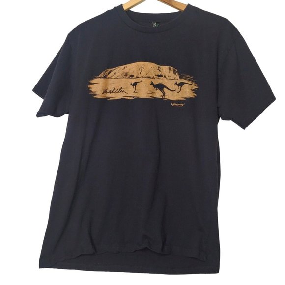 Australia Dream Country Kangaroo Mens Medium T Shirt Black Short Slv Down Under - Picture 1 of 4